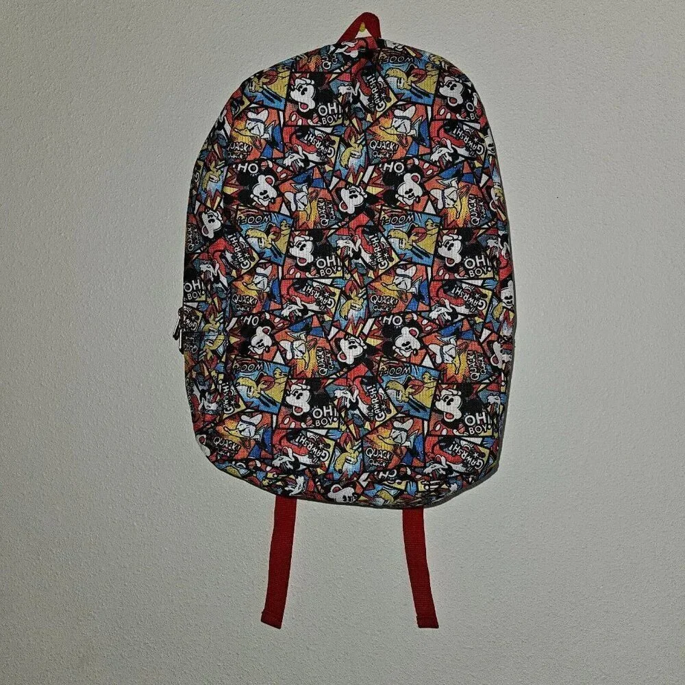 Disney Parks Mickey Mouse Lightweight Backpack Red Black Oh Boy Donald Goofy